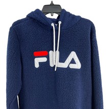 Fila Blue Sherpa Logo Pullover Hoodie Large - £18.04 GBP
