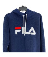 Fila Blue Sherpa Logo Pullover Hoodie Large - £13.77 GBP