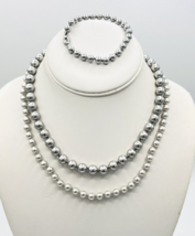 Lot Of Two Monet Silver Faux Pearl Necklaces And One Matching Bracelet - £29.75 GBP