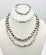 Lot Of Two Monet Silver Faux Pearl Necklaces And One Matching Bracelet - $51.61 CAD