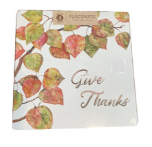Cork Backed Placemats Square Fall Leaves Give Thanks Thanksgiving Free Ship - £32.08 GBP