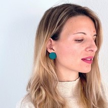 Emerald Green Polymer Clay Earrings, Colorful Geometric Shaped Studs, Greek Clay - £8.75 GBP