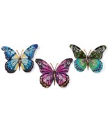 Butterfly Wall Plaque Set of 3 Metal 17.5&quot; Long with Wing Cut Outs Garde... - £46.71 GBP