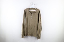J Crew Mens Size XL Faded Garment Dyed Long Sleeve Henley T-Shirt Green Cotton - £31.12 GBP