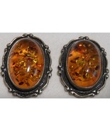 925 Silver Setting Oval Baltic Amber Cab Gemstone Pair Weight: 12g /0.04oz - €21,05 EUR
