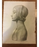 Antique Fine Quality Pencil Drawing by Listed Artist Julie H Stursberg 1... - $495.00