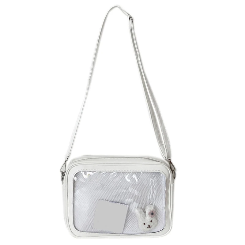 Women Girl PU Leather Handbag Transparent PVC Shoulder Messenger JK Style Crossb - £19.86 GBP