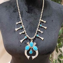 Womens Silver Tone Blue Turquoise Statement Large Collar Necklace - £27.97 GBP