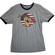 Looney Tunes Taz American Flag T-Shirt Men&#39;s L Ringer Graphic Heathered ... - $7.87