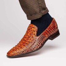 genuine caiman crocodile slip on Shoes Trento Rustic Cognac image 7