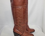 Fossil Felicia Genuine Leather Woven Braided Tall Riding Boots Brown Siz... - $44.54