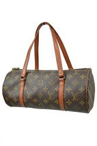 Louis Vuitton Brown Monogram Leather Medium Cylinder Satchel Bag Purse 7948-E - £180.43 GBP