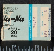 Vintage Sha-Na-Na Ticket Stub Aprile 20 1974 Pittsburgh Siria Moschea Tob - £43.82 GBP