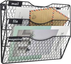 EASEPRES Mail Organizer Wall Mount Hanging File Holder Storage, Metal Ch... - $39.94