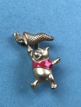 Vintage Disney Marked Small Brushed Goldtone Winnie the Pooh Catching Butterflie - £10.46 GBP
