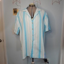 Cathy Daniels Plus Size 3X Light Blue White Striped Cotton Blouse Shirt Top - £11.78 GBP