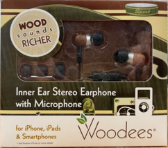 Woodees - IESW200B - Sport Earphones with Microphone - Natural Wood - £39.92 GBP
