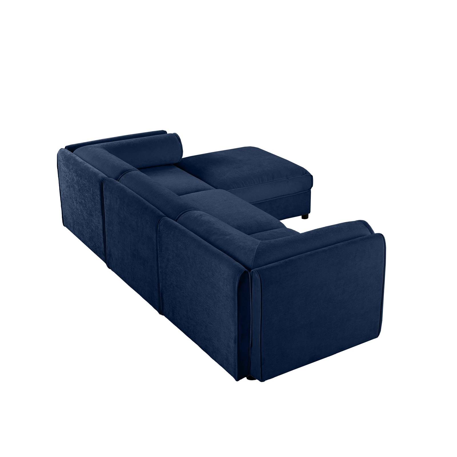 Elegant Blue Chenille L-Shaped Sofa with Storage Ottoman Item image 10