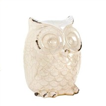 Distressed White Ceramic Owl Figurine - £13.08 GBP