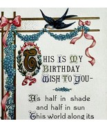Happy Birthday Wish Greeting Postcard 1910 BAG Artist Card Bird Embossed... - €17,15 EUR