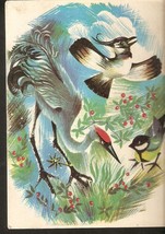 LATVIA postcard illustration to Latvian Folk Song Birds Crane Blue Tit S... - £4.93 GBP