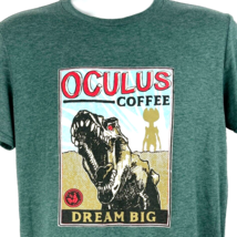 Oculus Coffee T-Rex Dream Big Red Rooster T-Shirt sz Medium Mens 5th Anniversary - £21.10 GBP