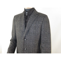 Men RENOIR Wool Blend Charcoal Gray English Plaid 3/4 Length Coat 43-18-095 image 3