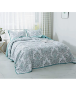 NEW! Farmhouse Grey Teal 100% Cotton KING Quilt Set Country Primitive Co... - £112.99 GBP