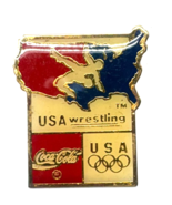 Coca-Cola Olympics Barcelona USA Wrestling 1992 Lapel Hat Pin Back Vintage - $4.95