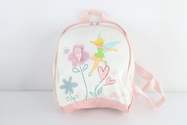 Vintage 90s Disney Distressed Canvas Tinker Bell Flower Mini Backpack Bag - £38.62 GBP