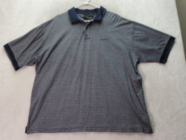 Greg Norman Polo Shirt Men 2XL Navy Striped Cotton Short Sleeve Logo Slit Collar - £16.15 GBP