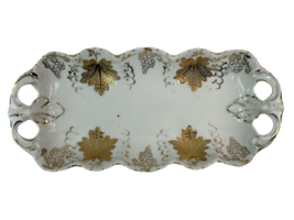 Antique IPF Germany Celery Dish - Floral Gold Leaf Trim 8 1/4&quot; X 3 5/8&quot; - NICE ! - £7.78 GBP