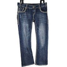 Rock &amp; Roll Cowgirl Jeans Low Rise 30x34 Medium Wash Distressed Embellished - £15.56 GBP