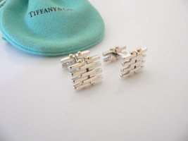 Tiffany &amp; Co Silver 18K Gold Gatelink Gate Link Cuff Links CuffLinks Man... - £351.27 GBP