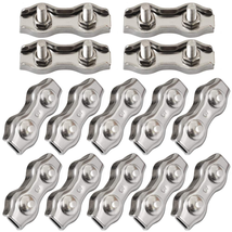 1/8 Inch M3 Stainless Steel Duplex 2-Post Cable Clamp Wire Rope Clip Pack of 14 - £14.39 GBP