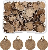 Metal Stamping Blanks Bronze 12mm Blank Charms w/ Jump Ring Tags Bulk 100pcs - £16.38 GBP