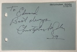 Christopher St. John Autographed Vintage 4x6 Signature Page - £8.11 GBP