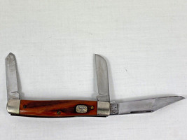 Vintage Colonial Prov USA 3 Blade Stockman Folding Pocket Knife Saw Cut Delrin - £23.35 GBP
