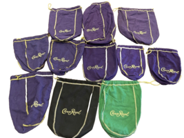 Crown Royal Purple Green Black Drawstring Bags Various Sizes Lot of 11 - £10.85 GBP