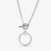 925Sterling Silver Pandora Pendant T Necklace,Minimalist Necklace,Gift For Her  - £16.07 GBP