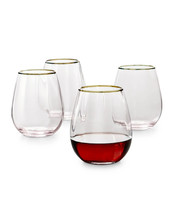 Martha Stewart Collection Blush Optic Stemless Wine Glasses, Set of 4 NEW - £28.14 GBP