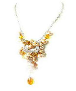 Necklace Sea Shell Pearl &amp; Glass Beads Gold - $17.82 CAD