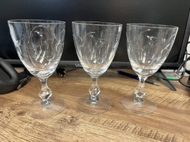 Set Of 3 Tiffin-Franciscan Water Goblet/Wine Glasses Stemware Leaf - £18.68 GBP
