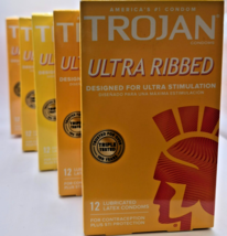 5 - Trojan Ultra Ribbed 12 Lubricated Latex Condoms - $43.75