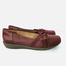 Womens Easy Spirit Aubree Size 9.5 Slip On Flats Burgundy Faux Leather Suede - £12.92 GBP