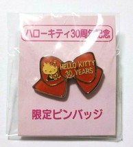 Hello Kitty 30th Anniversary Pin Badge Ribbon type polka dot SANRIO 2004 Red - $20.30