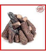 10-Piece Small Ceramic Gas Logs for Stunning Fireplace Décor - Safe &amp; Re... - $52.46