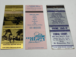 3 Vintage Matchbook Covers Florida Hotels Conch House  Horizon  Coral Court gmg - £9.28 GBP