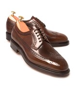 Men Custom Shoes, Handmade Brown Cow Leather Lace up Derby Wingtip Brogu... - £95.63 GBP+