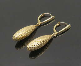 14K GOLD - Vintage Shiny Diamond Cut Hollow Dangle Earrings - GE015 - $237.43